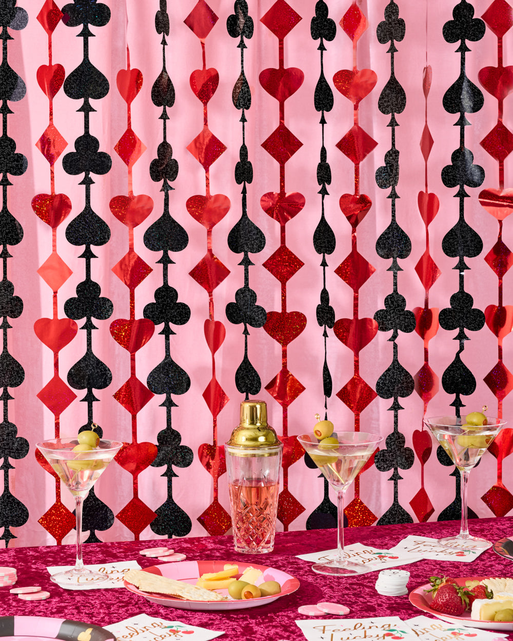 Card Suit Foil Curtain, Set of 2