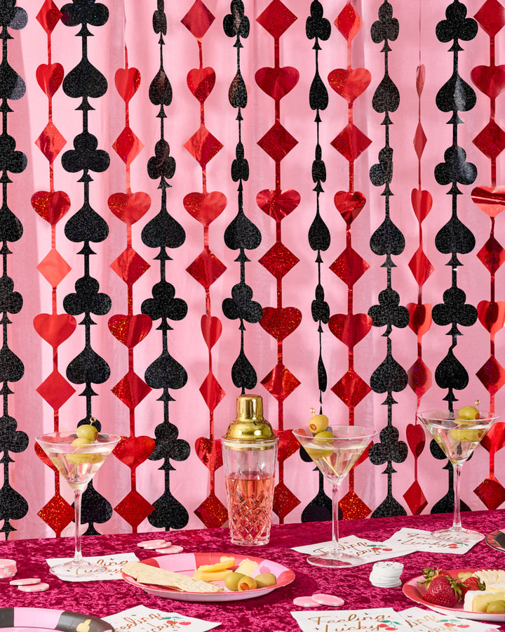 Card Suit Foil Curtain, Set of 2