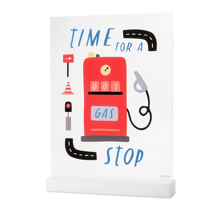 Acrylic Time for a Gas Stop table sign for a race car birthday snack table