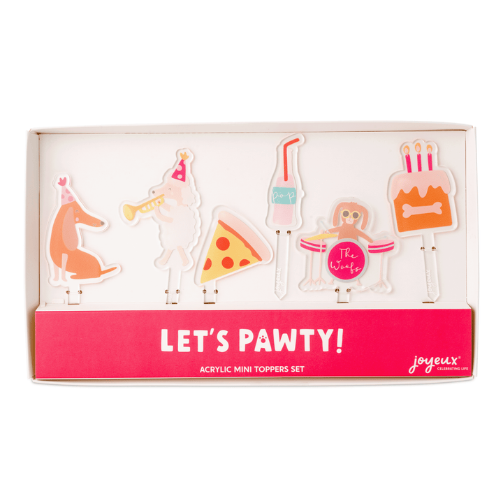 Let's Pawty acrylic mini topper set by Joyeux Company for cupcakes