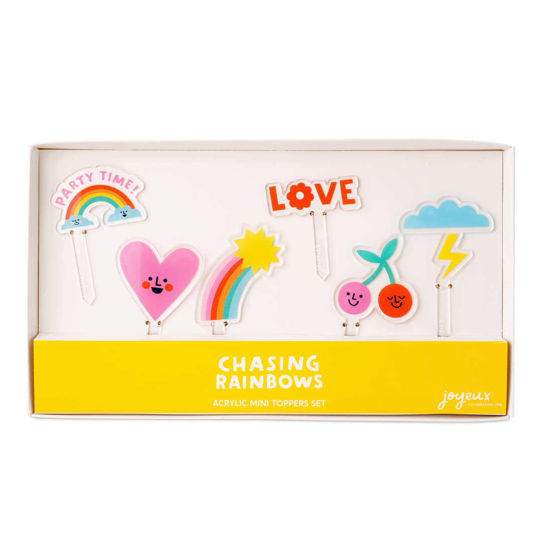 Chasing Rainbows acrylic mini topper set, rainbow cupcake toppers
