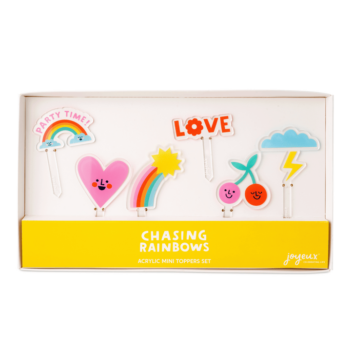 Chasing Rainbows acrylic mini topper set, rainbow cupcake toppers