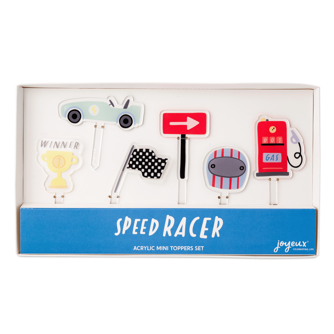 Speed Racer acrylic mini topper set, racing themed cupcake toppers