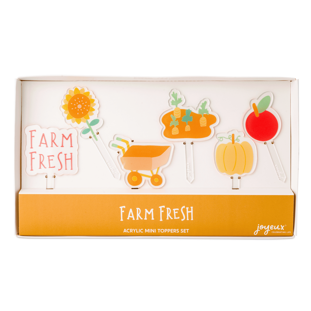 Farm Fresh acrylic mini topper set by Joyeux Company for cupcakes