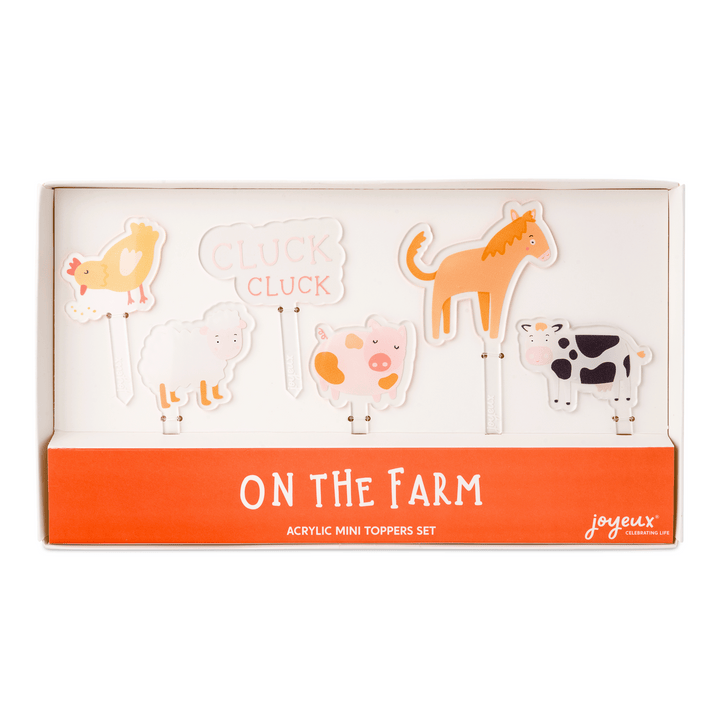 On the Farm acrylic mini topper set, farm themed cupcake toppers