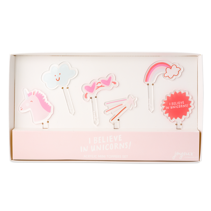 I Believe in Unicorns acrylic mini topper set for cupcakes