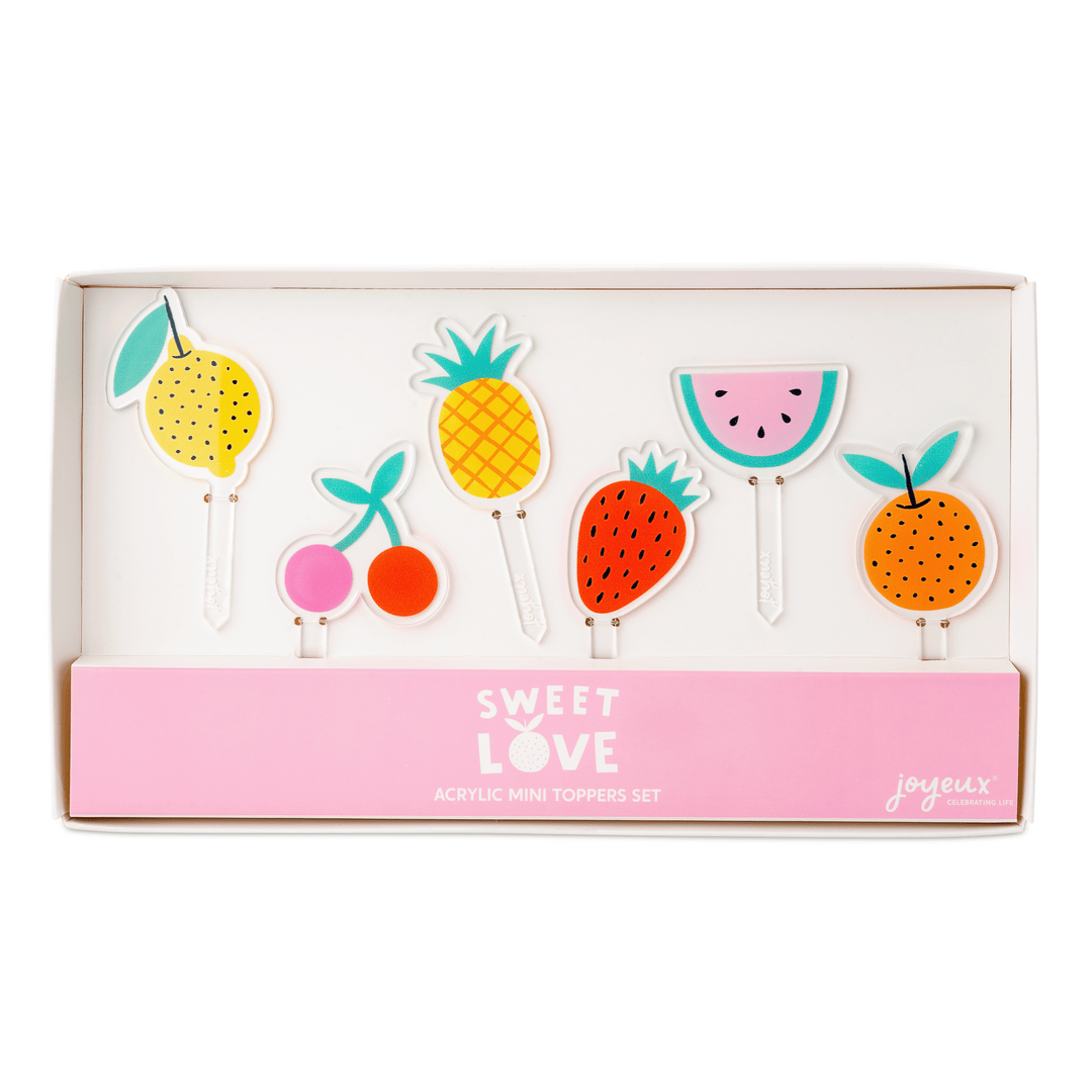 Sweet Love acrylic mini topper set by Joyeux Company for cupcakes