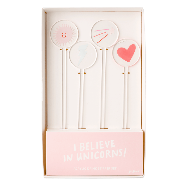 I Believe in Unicorns Acrylic Drink Stirrers Bonjour Fete Party Supplies Drinkware