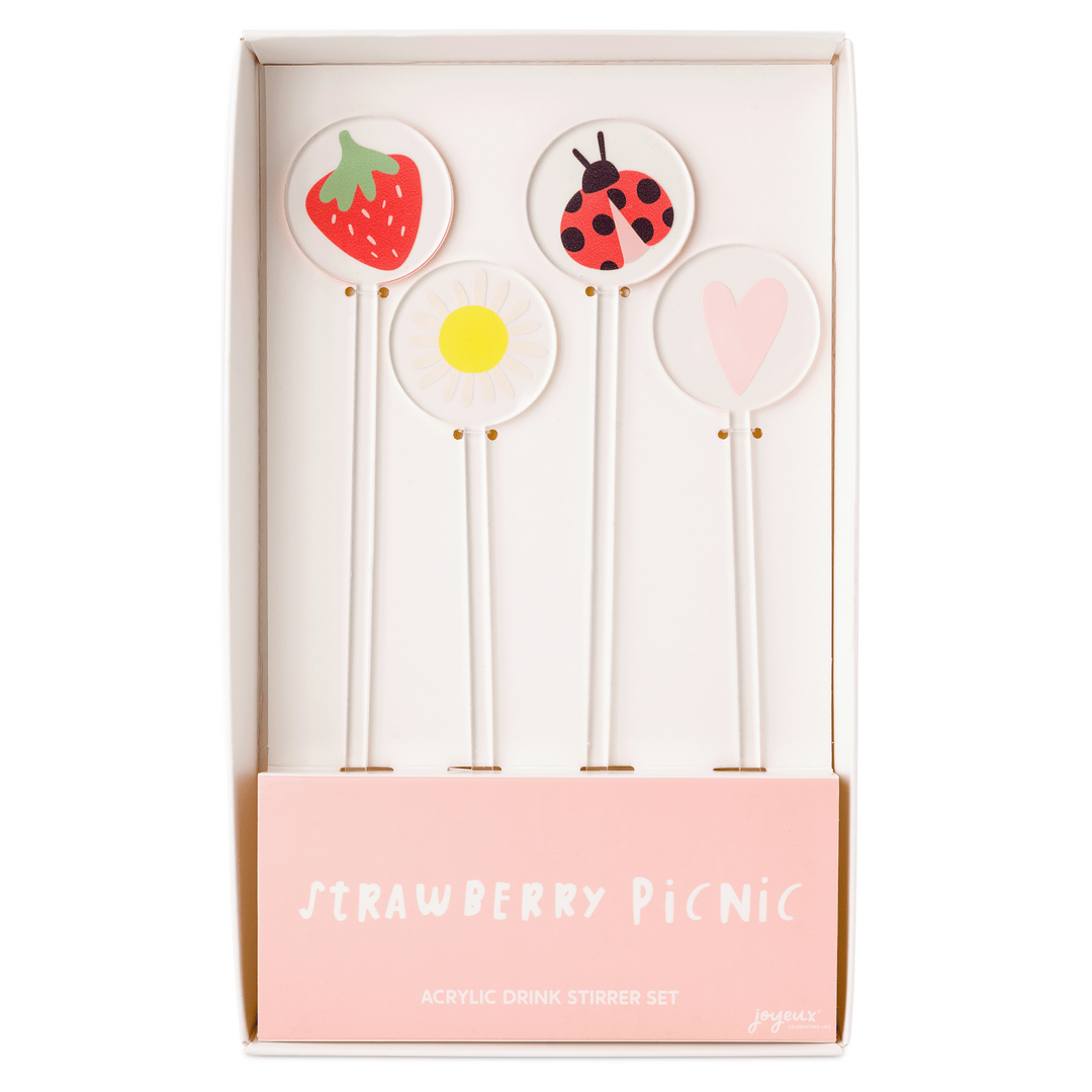 Strawberry Picnic Acrylic Drink Stirrers Bonjour Fete Party Supplies Drinkware
