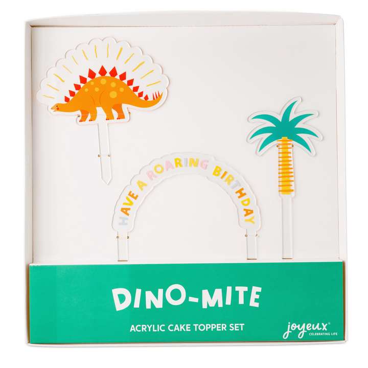 Dino-mite acrylic dinosaur cake topper set by Joyeux Company