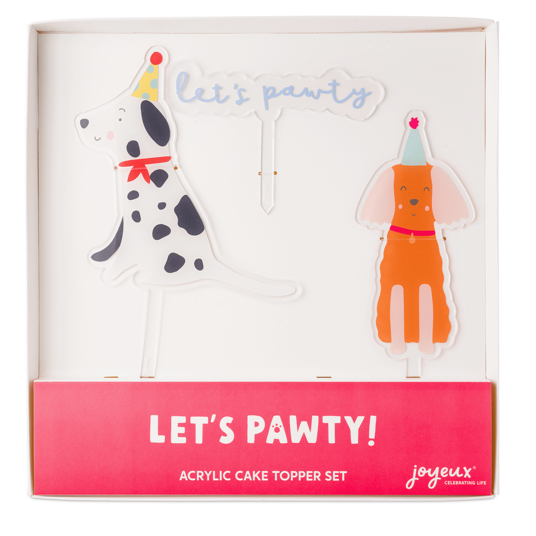 Let's Pawty acrylic cake topper set by Joyeux Company, dog themed cake decoration