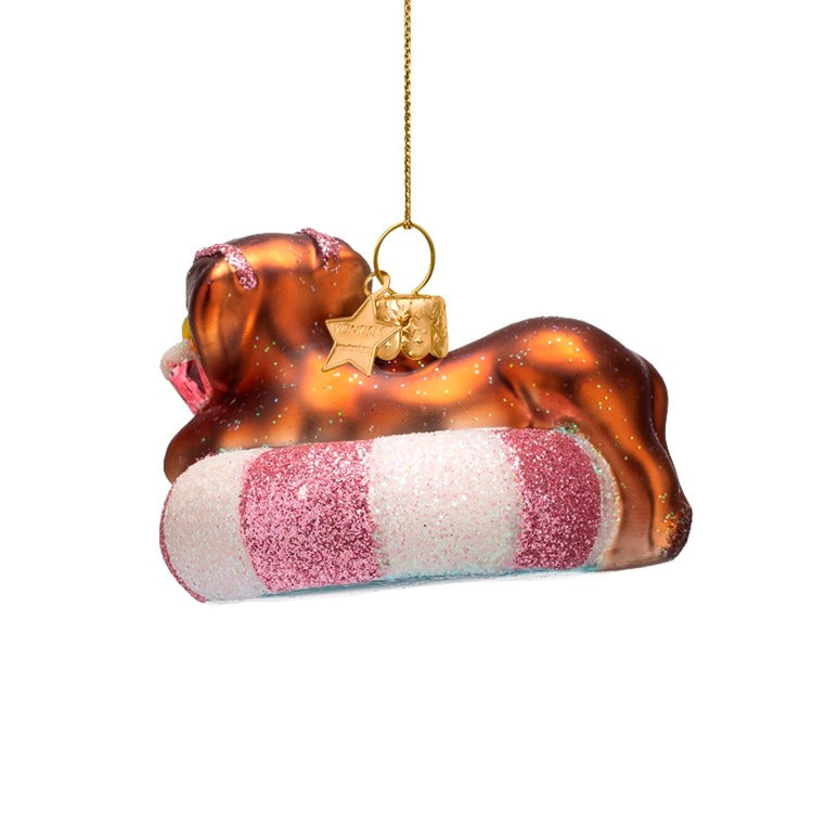 DOG ON POOL FLOAT GLASS ORNAMENT Vondels DOG ON POOL FLOAT GLASS ORNAMENT Bonjour Fete - Party Supplies