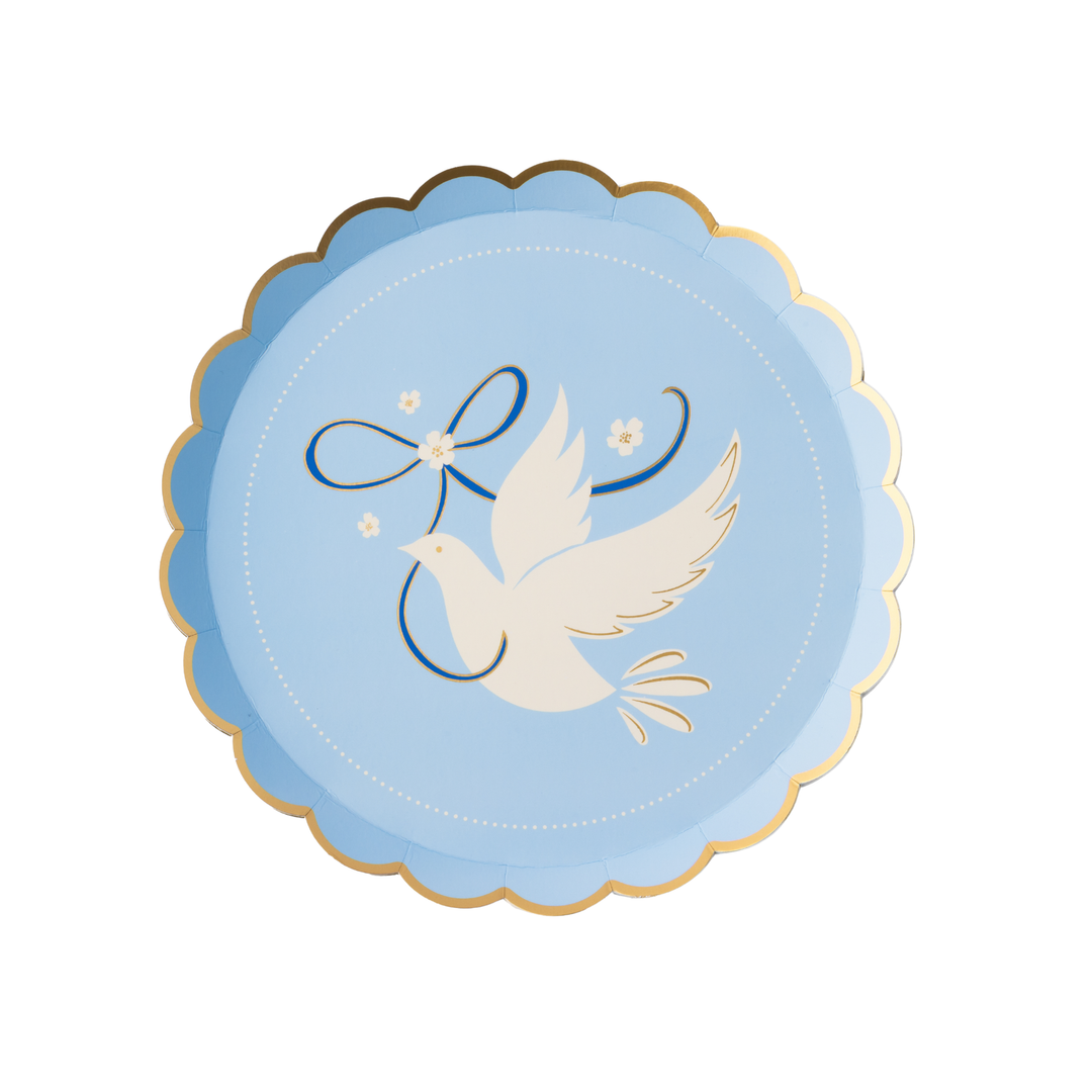 DOVE SKY BLUE SMALL PLATES Bonjour Fete Plates Dove Sky Blue Small Plates - Perfect for Baptisms and Baby Showers Bonjour Fete - Party Supplies