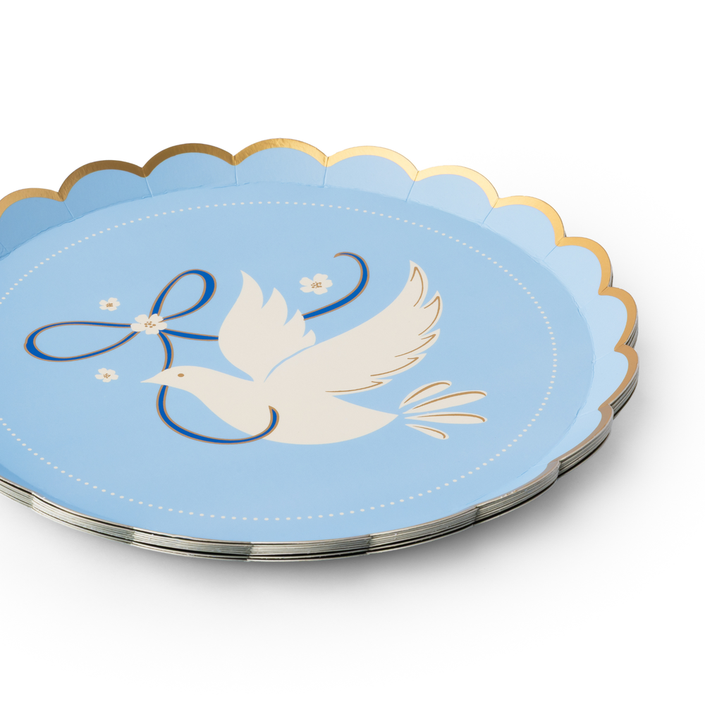DOVE SKY BLUE SMALL PLATES Bonjour Fete Plates Dove Sky Blue Small Plates - Perfect for Baptisms and Baby Showers Bonjour Fete - Party Supplies