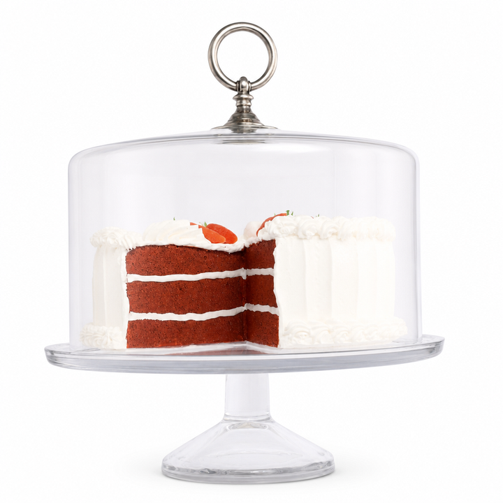 Classic Pewter Ring Glass Covered Cake / Dessert Stand