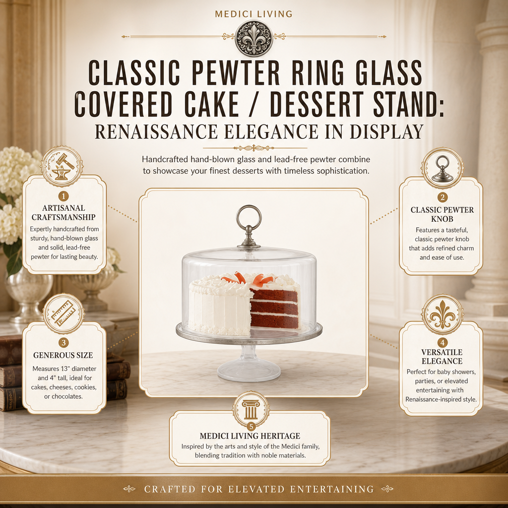 Classic Pewter Ring Glass Covered Cake / Dessert Stand