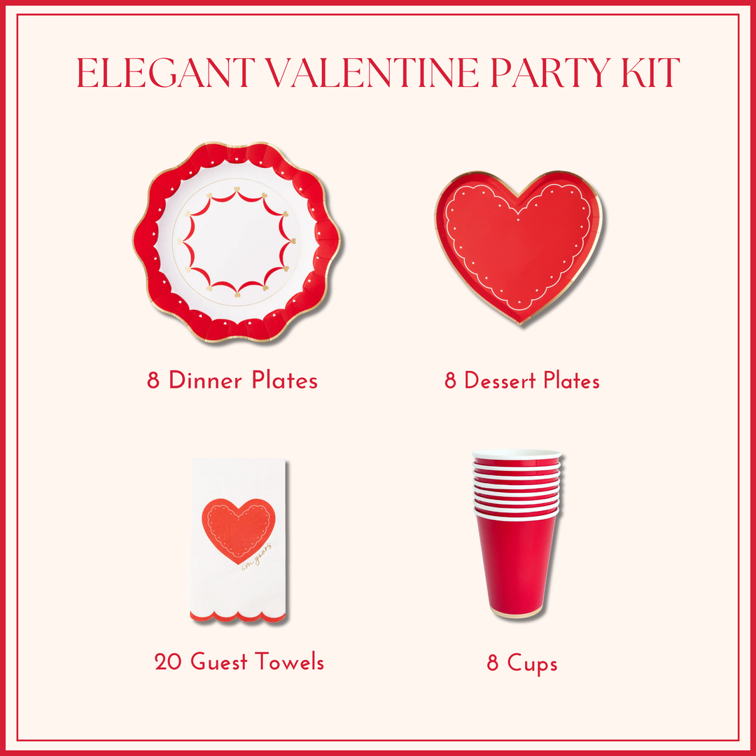 ELEGANT VALENTINE PARTY KIT Bonjour Fête  ELEGANT VALENTINE PARTY KIT Bonjour Fete - Party Supplies