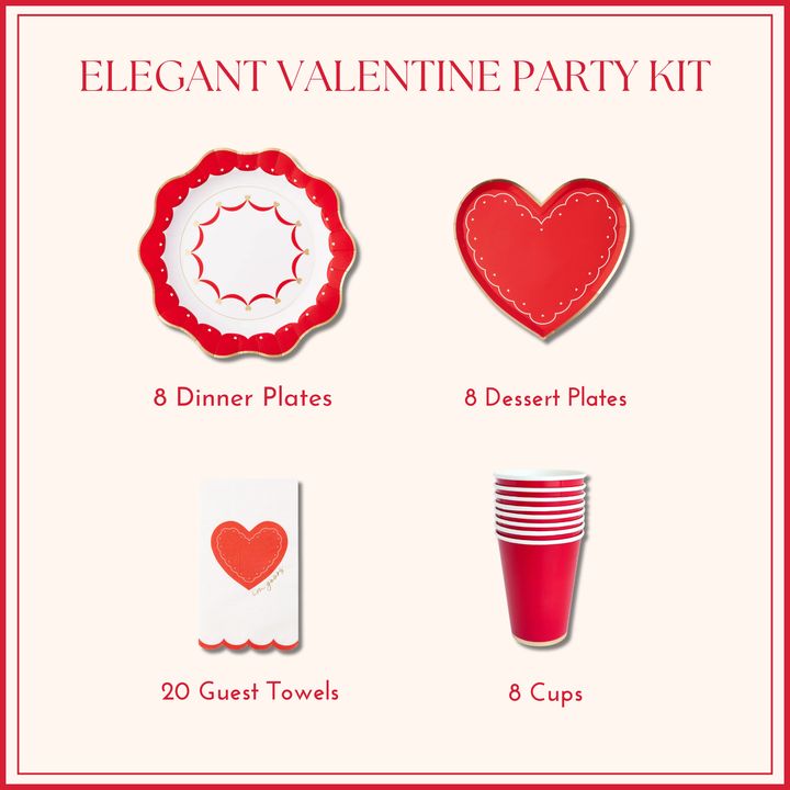ELEGANT VALENTINE PARTY KIT Bonjour Fête  ELEGANT VALENTINE PARTY KIT Bonjour Fete - Party Supplies