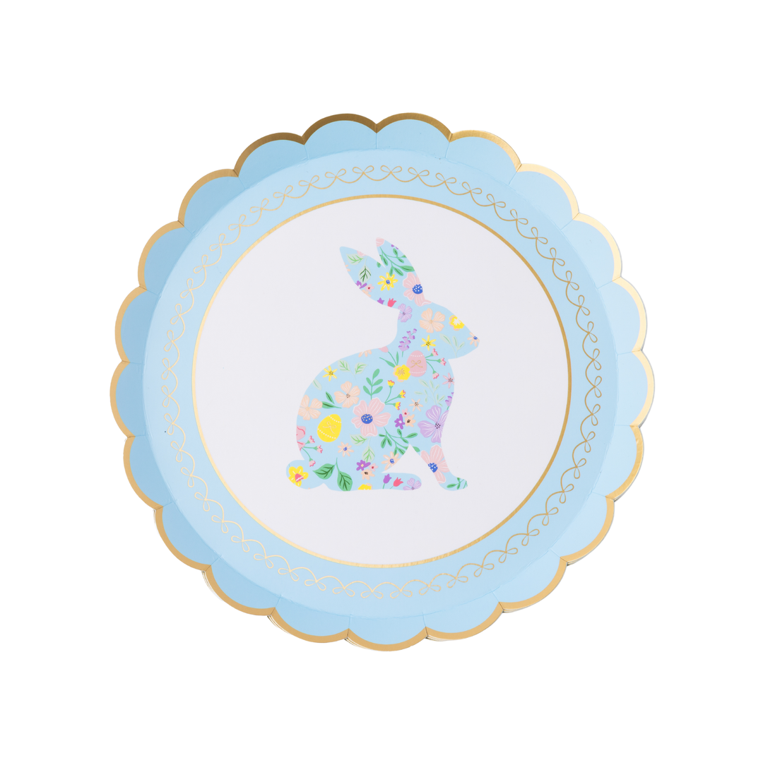 EASTER BUNNY PASTEL FLORAL SMALL PLATES Bonjour Fete Plates EASTER BUNNY PASTEL FLORAL SMALL PLATES Bonjour Fete - Party Supplies