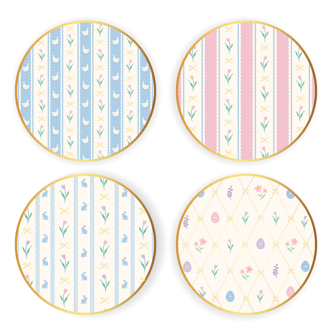 EASTER PASTEL FLORAL SMALL PLATES (MULTIPACK) Bonjour Fete Plates EASTER PASTEL FLORAL SMALL PLATES (MULTIPACK) Bonjour Fete - Party Supplies