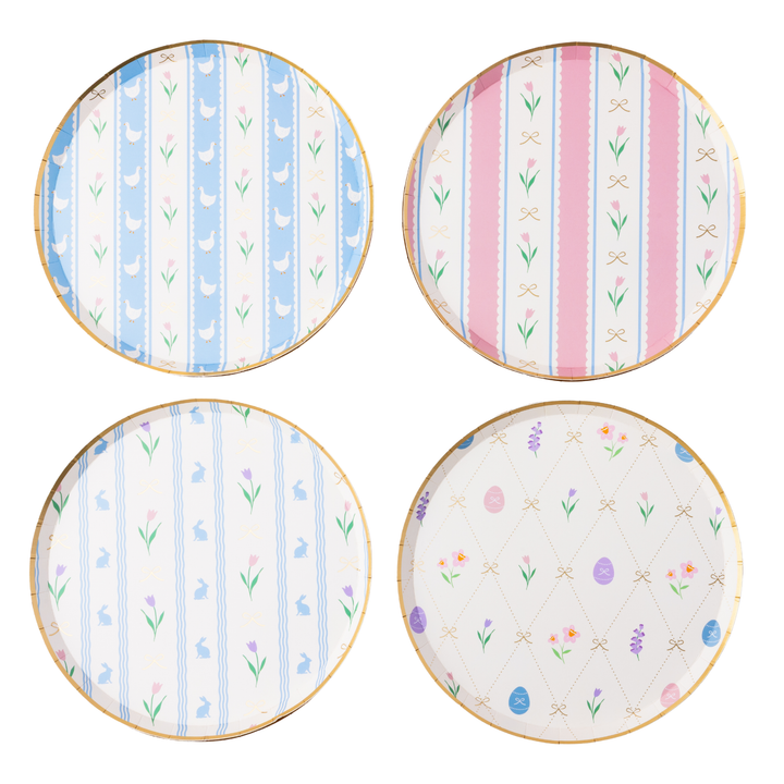 EASTER PASTEL FLORAL SMALL PLATES (MULTIPACK) Bonjour Fete Plates EASTER PASTEL FLORAL SMALL PLATES (MULTIPACK) Bonjour Fete - Party Supplies
