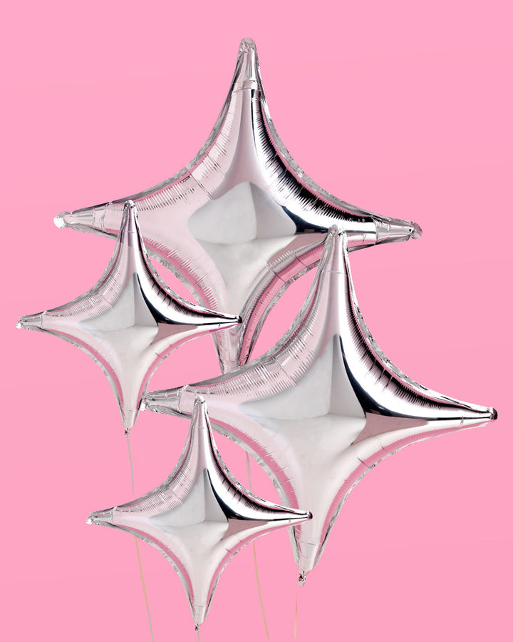 Silver sparkle foil balloon set front view