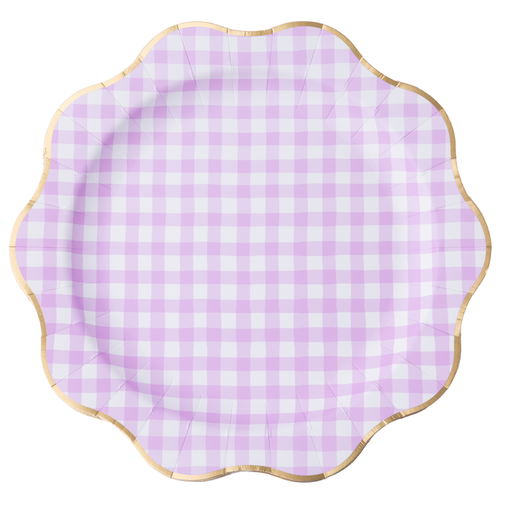 Elegant Purple Gingham Dinner Plate-Bonjour Fete Party Supplies