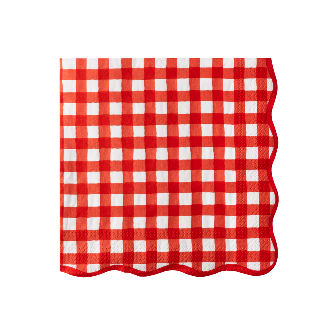 ELEGANT CHERRY RED GINGHAM DINNER NAPKINS Bonjour Fete Napkins ELEGANT CHERRY RED GINGHAM DINNER NAPKINS Bonjour Fete - Party Supplies