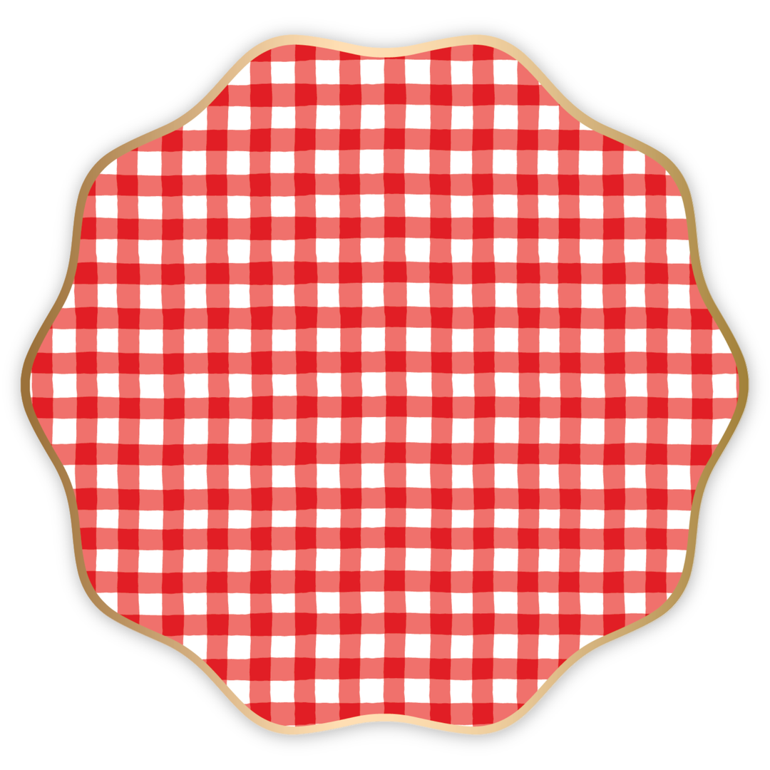 ELEGANT CHERRY RED GINGHAM PLATES Bonjour Fete Plates ELEGANT CHERRY RED GINGHAM PLATES Bonjour Fete - Party Supplies