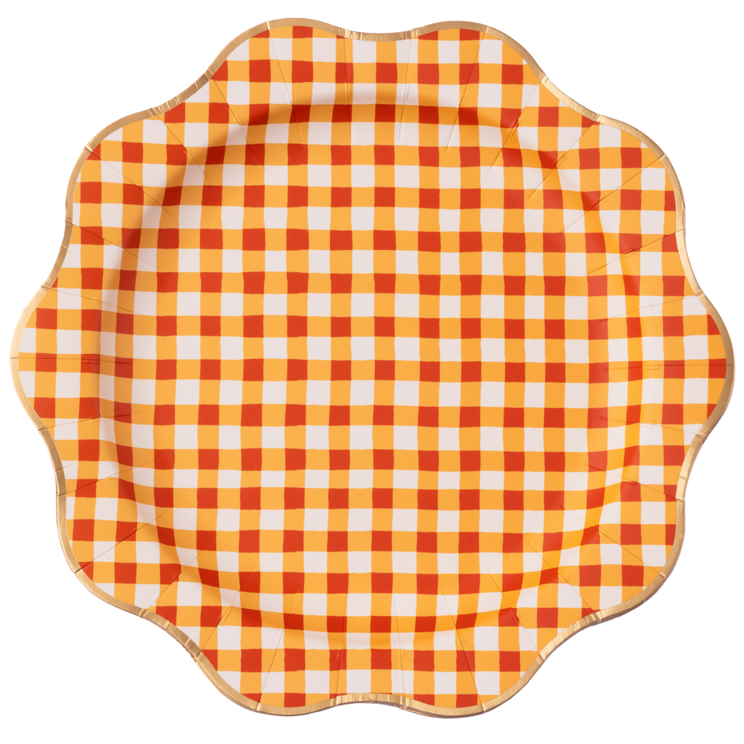 ELEGANT FALL PLAID DINNER PLATES Bonjour Fete Plates ELEGANT FALL PLAID DINNER PLATES Bonjour Fete - Party Supplies