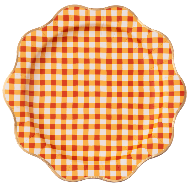 ELEGANT FALL PLAID DINNER PLATES Bonjour Fete Plates ELEGANT FALL PLAID DINNER PLATES Bonjour Fete - Party Supplies