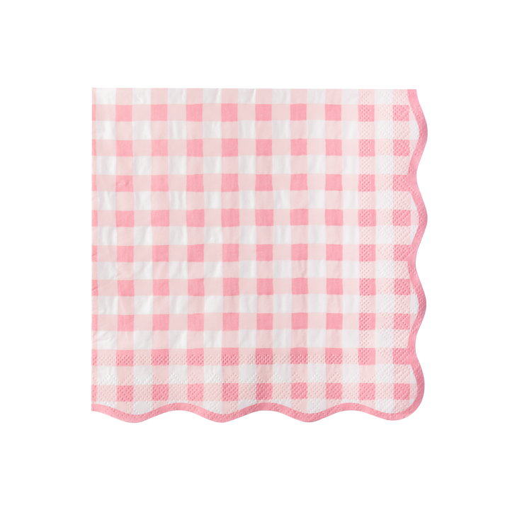 ELEGANT PETAL PINK GINGHAM DINNER NAPKINS Bonjour Fete Napkins ELEGANT PETAL PINK GINGHAM DINNER NAPKINS Bonjour Fete - Party Supplies