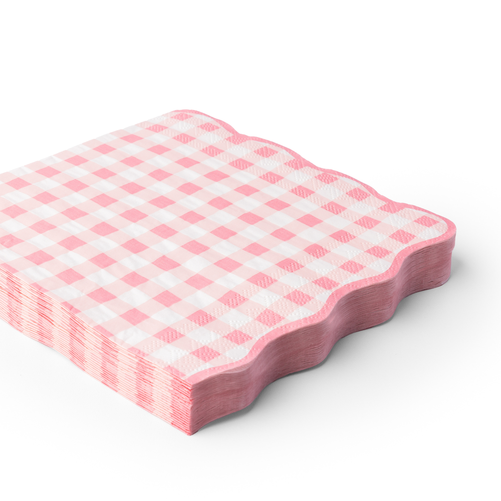 ELEGANT PETAL PINK GINGHAM DINNER NAPKINS Bonjour Fete Napkins ELEGANT PETAL PINK GINGHAM DINNER NAPKINS Bonjour Fete - Party Supplies