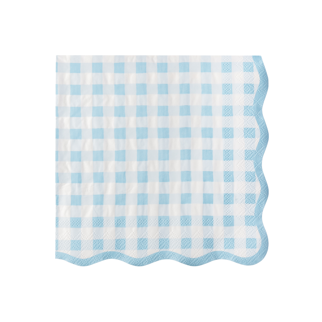 ELEGANT SKY BLUE GINGHAM DINNER NAPKINS Bonjour Fete Napkins ELEGANT SKY BLUE GINGHAM DINNER NAPKINS Bonjour Fete - Party Supplies