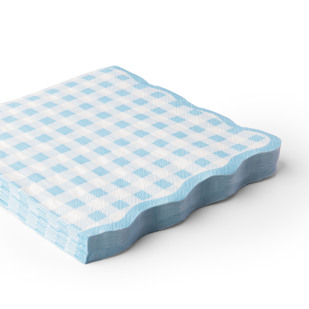 ELEGANT SKY BLUE GINGHAM DINNER NAPKINS Bonjour Fete Napkins ELEGANT SKY BLUE GINGHAM DINNER NAPKINS Bonjour Fete - Party Supplies