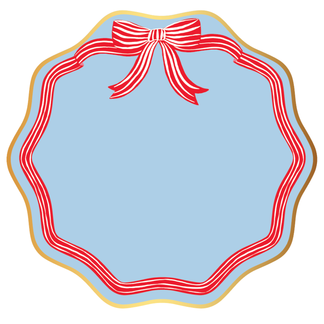 ELEGANT SKY BLUE & RED BOW DINNER PLATES Bonjour Fete Plates ELEGANT SKY BLUE & RED BOW DINNER PLATES Bonjour Fete - Party Supplies