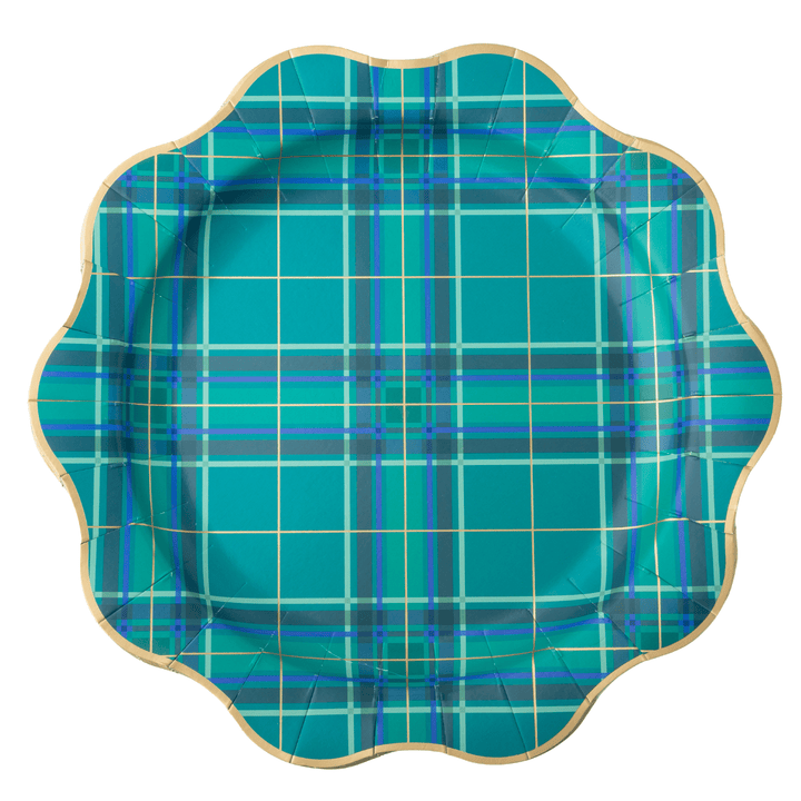 Green and blue Christmas Plaid Plate