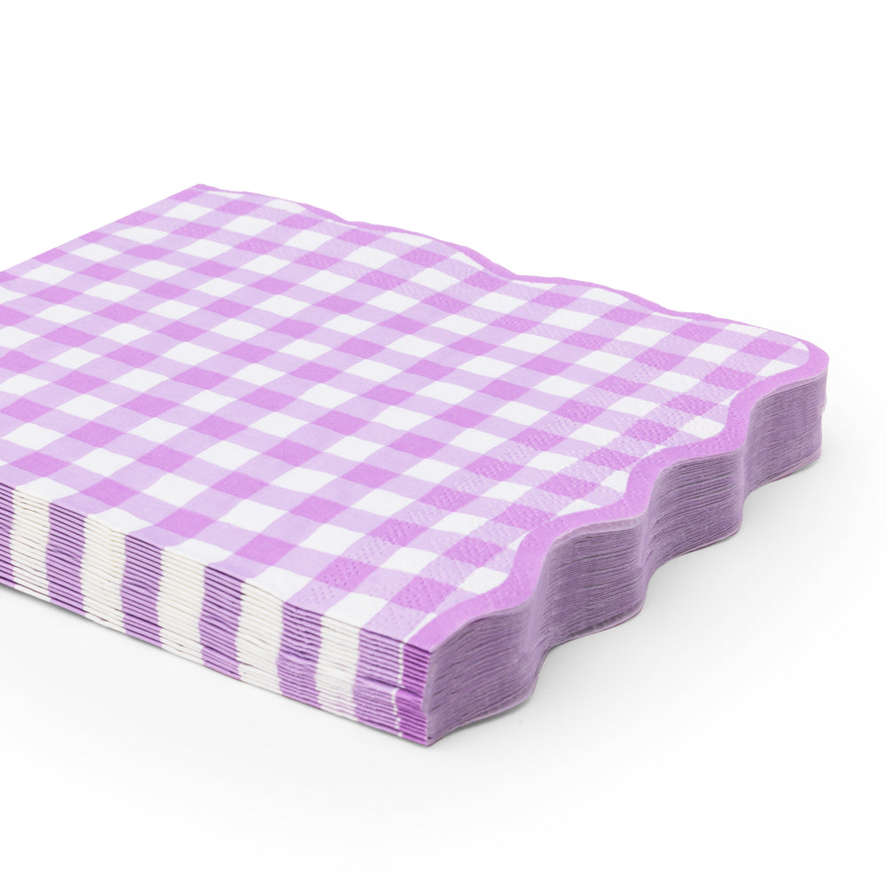 ELEGANT LE LILAC GINGHAM DINNER NAPKINS Bonjour Fete Napkins ELEGANT LE LILAC GINGHAM DINNER NAPKINS Bonjour Fete - Party Supplies