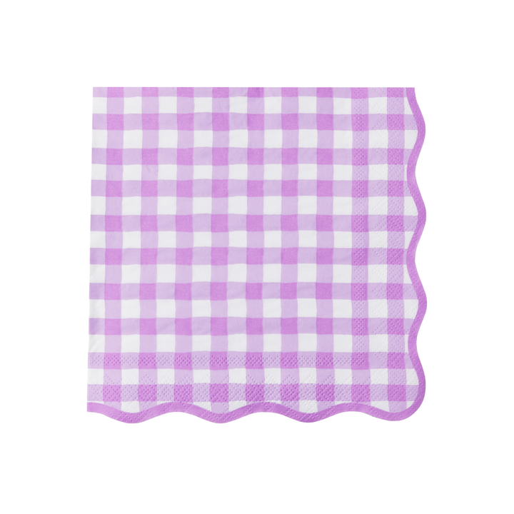 ELEGANT LE LILAC GINGHAM DINNER NAPKINS Bonjour Fete Napkins ELEGANT LE LILAC GINGHAM DINNER NAPKINS Bonjour Fete - Party Supplies