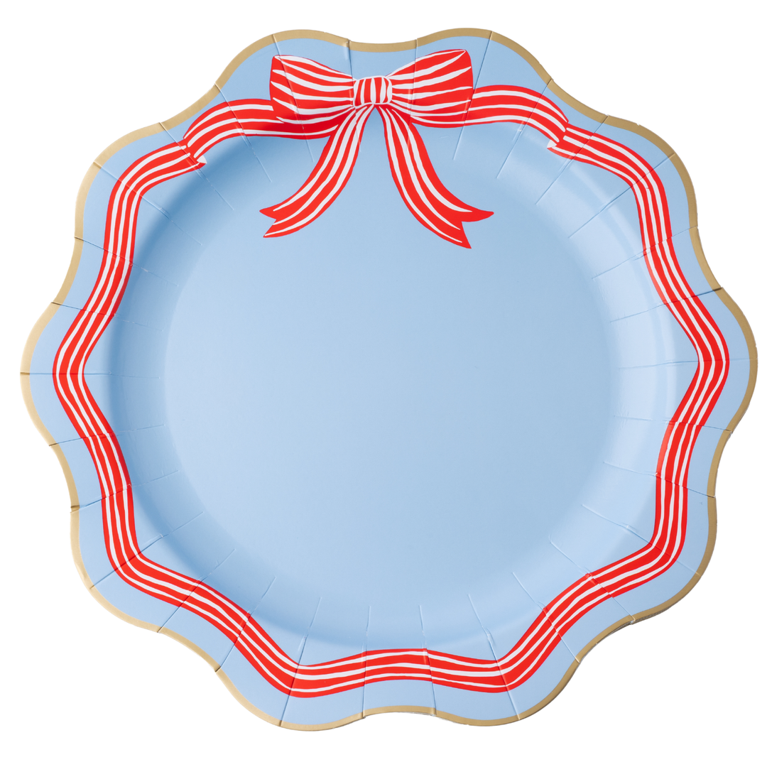 Blue and Red Bow Patriotic Plate- Bonjour Fete Party Supplies