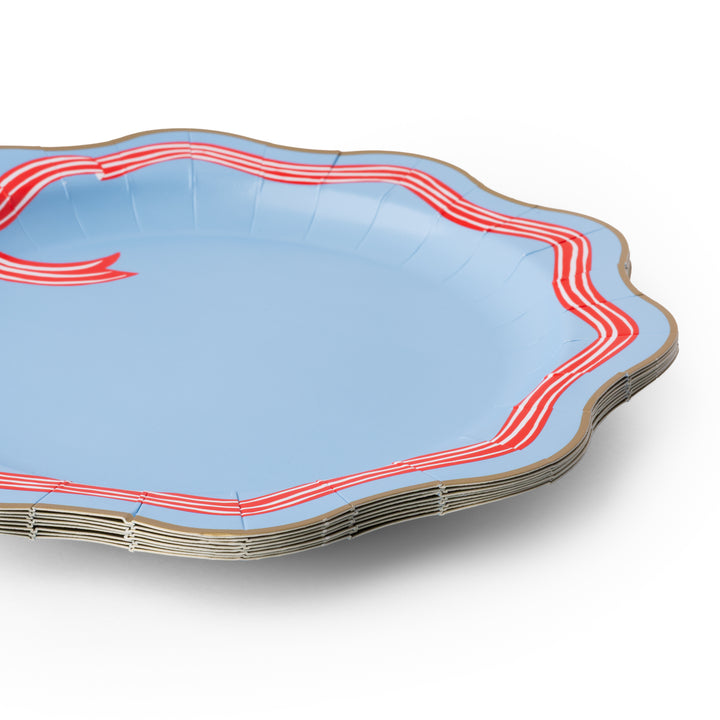Blue and Red Bow Patriotic Plate- Bonjour Fete Party Supplies