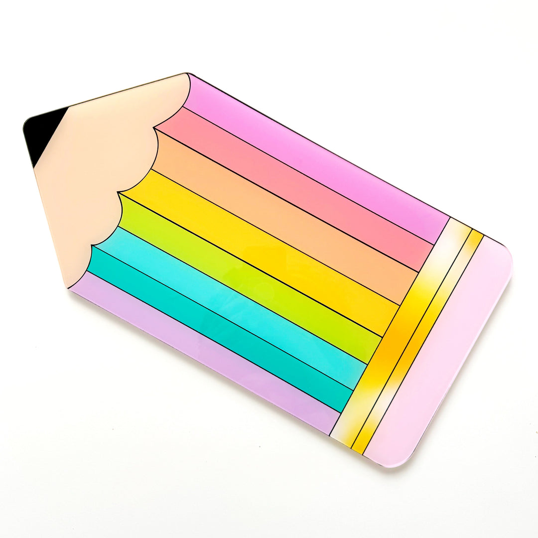 Acrylic Rainbow Pencil Charcuterie Board or dry erase board Kailo Chic Acrylic Rainbow Pencil Charcuterie Board or dry erase board Bonjour Fete - Party Supplies
