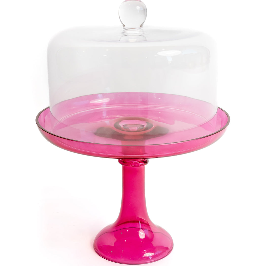Estelle Cake Stand {Fuchsia} Estelle Colored Glass Cake Stand Estelle Cake Stand {Fuchsia} Bonjour Fete - Party Supplies
