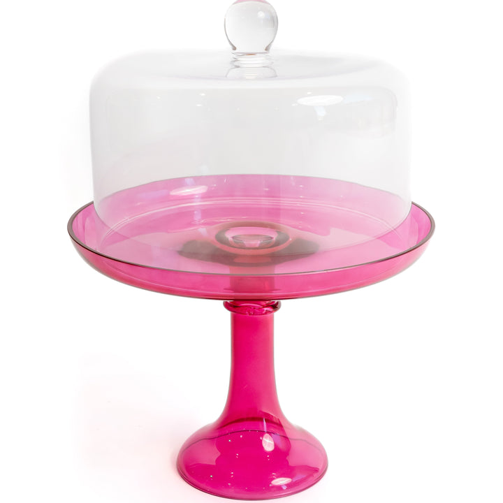 Estelle Cake Stand {Fuchsia} Estelle Colored Glass Cake Stand Estelle Cake Stand {Fuchsia} Bonjour Fete - Party Supplies