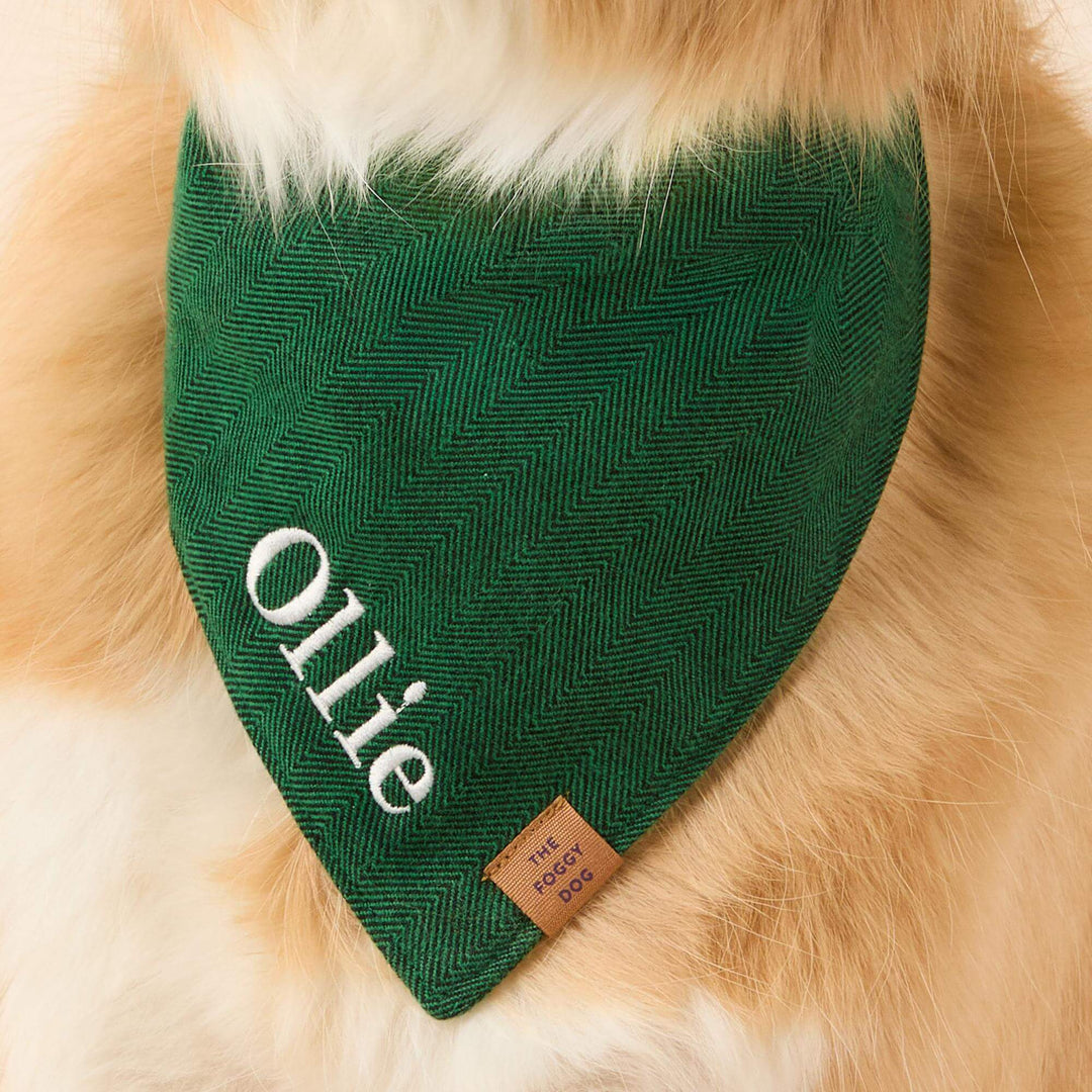 Evergreen Herringbone Flannel Dog Bandana
