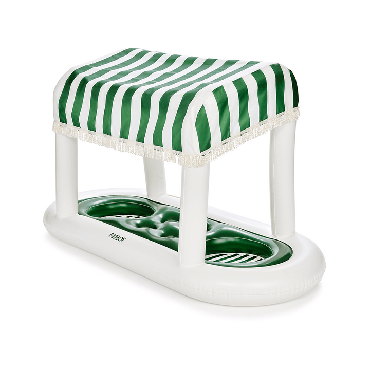Inflatable Pool Bar, Green Cabana Stripe