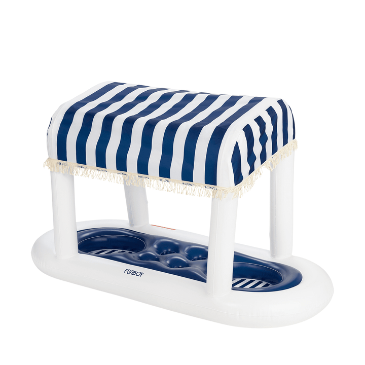Inflatable Pool Bar, Navy Cabana Stripe