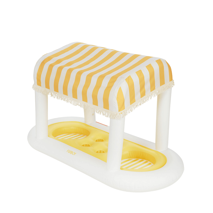 Inflatable Pool Bar, Yellow Cabana Stripe