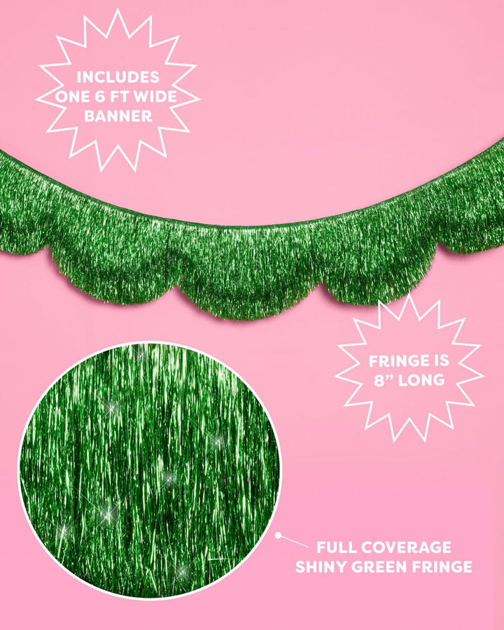 Green Scallop Fringe Christmas Banner