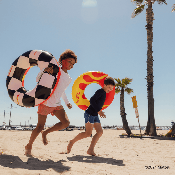 Hot Wheels Checkered Flame Kids Pool Tube Float